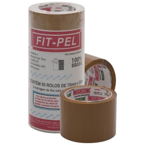 0029 -3 ROLOS DE  FITA ADESIVA 70MMX50M PC.C/3UN MR - FIT PEL