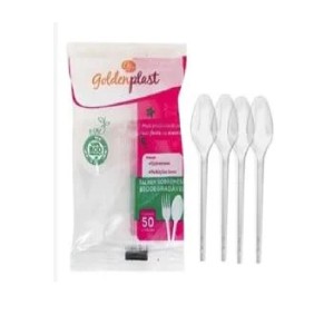 COLHER (GP) PEQUENA SOBREMESA BCA  PC.C/50UN  GOLDENPLAST